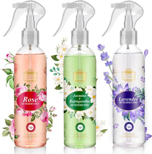 NEXT ROSE, Jasmine & Rajnigandha, Floral Air Freshener Car Freshener Spray English leather rose ,Rajanigandha & floral