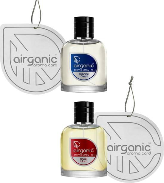 Airganic Aroma Fine Spray Combo Offer - Marine Fresh & Musk Blast - 25 ml each Car Freshener Spray Fine Spray Combo Offer - Marine Fresh & Musk Blast - 25 ml each