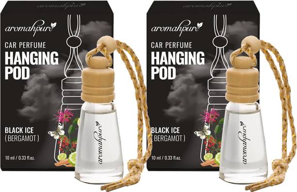 Aromahpure Black Ice Car Freshener Diffuser Long Pod| Natural Fragrance Oils in Glass Bottle with Wooden Diffuser Lid