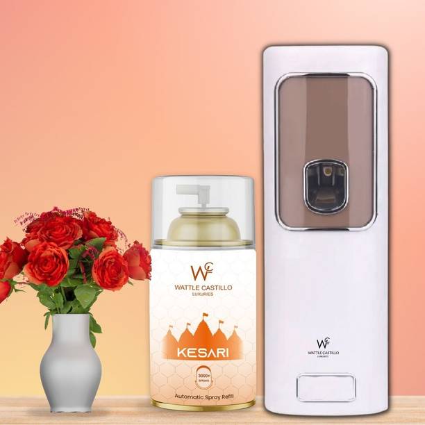Wattle Castillo Kesari Automatic Air Room Freshener Dispenser & 265Ml Refill 3000+ Sprays Automatic Spray, Refill, Diffuser Set WC-Machine02+Kesari