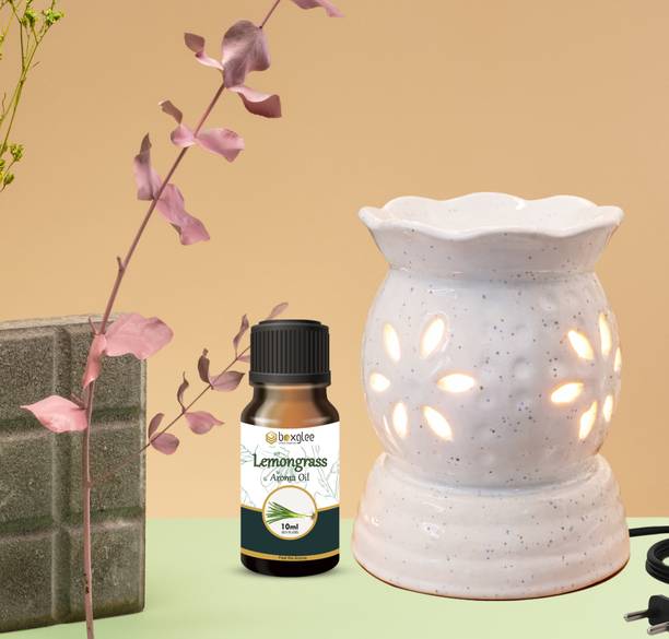 Boxglee Air Freshener White Premium Ceramic Aroma Oil Electric Diffuser Diffuser Set With Highly Aroma Oil 1 Lemongrass Fragrance 10ml