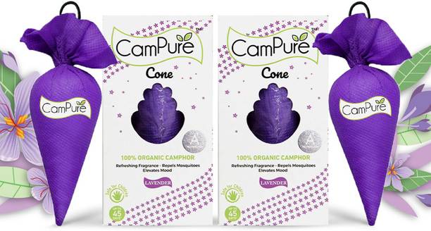 CamPure Cone Lavender - Pack of 2 Potpourri Camphor Cone Lavender - Room Freshener, Mosquito - Insect Repellent - Pack Of 2