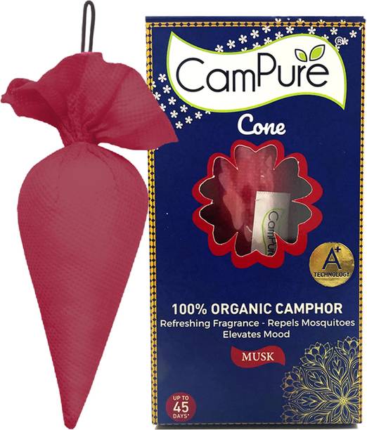 CamPure Camphor Cone (Musk) Pack of 1 | 100% Organic Air Freshener for Car & Home Cone Camphor Cone (Musk) Pack of 1 | 100% Organic Air Freshener for Car & Home