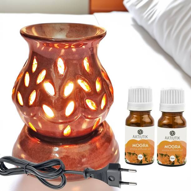 Aatiutik Mogra Home Fragrance Oil Burner, Electric Air Freshener Aroma Diffuser Ceramic Aroma Diffuser Oil Burner