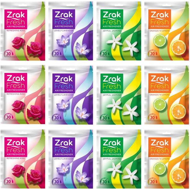 Zrak Fresh (Oranges'N'Lemons, Lovely Lavender, Refreshing Rose, Joyful Jasmine) Blocks Pocket Air Freshener