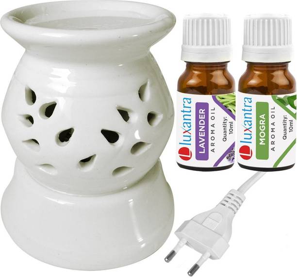 Luxantra Lavender, Mogra Diffuser Set Ceramic Electric Fragrance Burner for Home, Aromatherapy and Decor