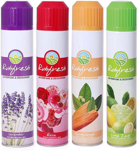 RUHFRESH RUH FRESH Air Fresheners, Room Freshener Rose, Sandal, Lime , Lavender Fragrance Spray Air Fresheners Spray Flavor Combo ll PACK OF 54