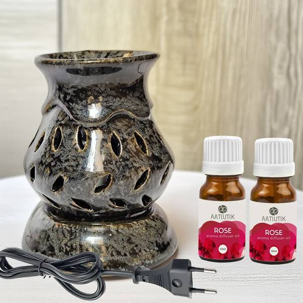 Aatiutik Rose Home Fragrance Oil Burner, Electric Air Freshener Aroma Diffuser, Aroma Oil Aroma Ceramic Electric Diffuser