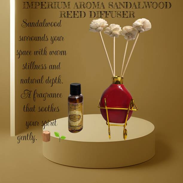 IMPERIUM AROMA Fragrance Diffuser Set |Sandalwood Oil 50ml | Ceramic Pot | 8 Reed Sticks | Diffuser For Home Decor, Bedroom, Living Room, Office & Gifting