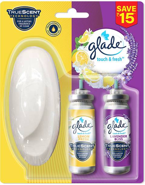 GLADE Lavender & Lemon Spray | Touch and Fresh Air Freshener | 2 Refill + Holder |