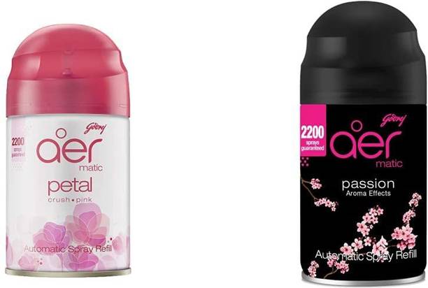 Godrej Aer Matic Automatic Spray Refill, Petal Crush Pink & Passion Aroma Effects Automatic Spray Aer Matic Automatic Spray Refill