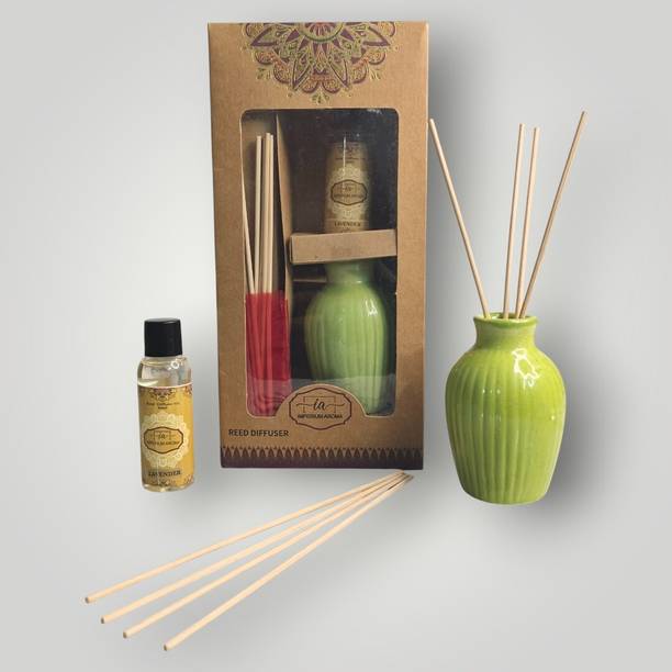 IMPERIUM AROMA Premium Ceramic Reed Diffuser | Lavender Oil 50ml with 8 Rattan Sticks Diffuser Set For Living Room, Bedroom, Office & Gifting