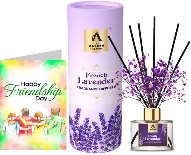 The Aroma Factory French Lavender Diffuser Set Happy Friendship Day GreetingCard &Reed Diffuser,French Lavender(1 Box+1 Card)