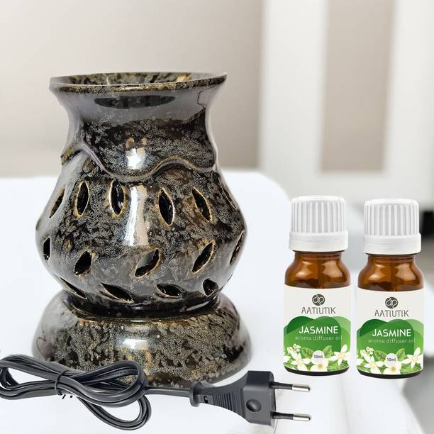 Aatiutik Jasmine Home Fragrance Oil Burner, Electric Air Freshener Aroma Diffuser Aroma Ceramic Electric Diffuser