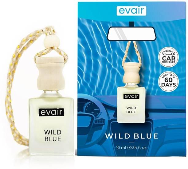 EVAIR Wild Blue Car Freshener Diffuser Wild Blue Car Freshener Diffuser Car Air Freshener with Essential Oils Fragrance in Glass Bottle