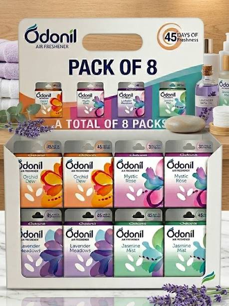 Odonil Rose, Lavender, Jasmine, Dew Blocks Toilet Freshener Lavender Meadows Air Care Combo Pack
