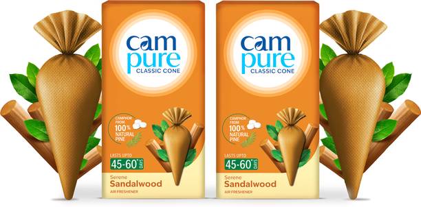 CamPure Cone Sandalwood - Pack of 2 Potpourri Camphor Cone Sandlwood - Room Freshener, Mosquito - Insect Repellent - Pack Of 2