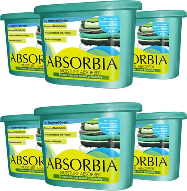 ABSORBIA No Fragrance Blocks Moisture Absorber | Classic (300 gms X 6 boxes)- Season Pack of 6 | Absorption Capacity 600ml Each|Dehumidier for Wardrobe etc| Fights Against Moisture, Mould, Fungus & Musty smells