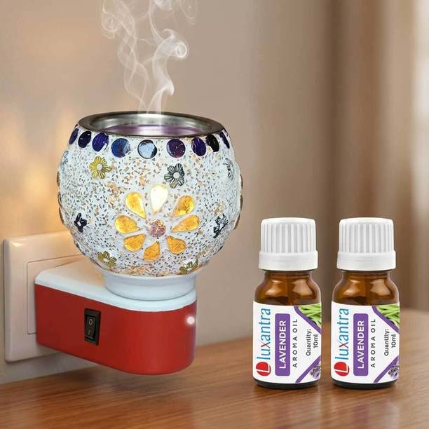 Luxantra Lavender Home Fragrance Air Freshener Diffuser Electric Kapoor Dani Camphor Diffuser & Aroma Oil Burner | Decorative Camphor Burner for Home, Pooja Room, Meditation & Relaxation | Night Lamp