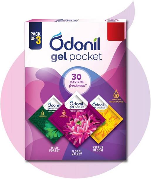 Odonil Citrus Bloom, Floral Valley, Wild Forest Blocks gel pocket pack of 3