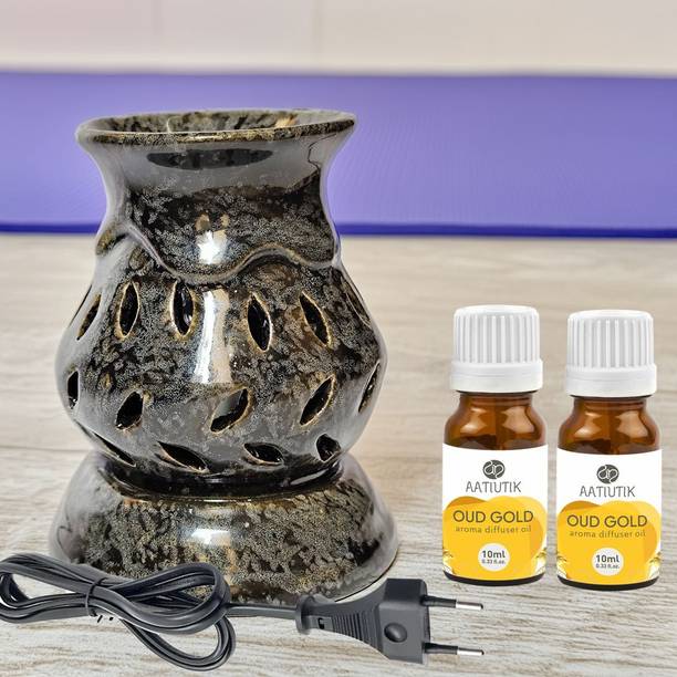 Aatiutik Oud Gold Home Fragrance Oil Burner, Electric Air Freshener Aroma Diffuser Aroma Ceramic Electric Diffuser