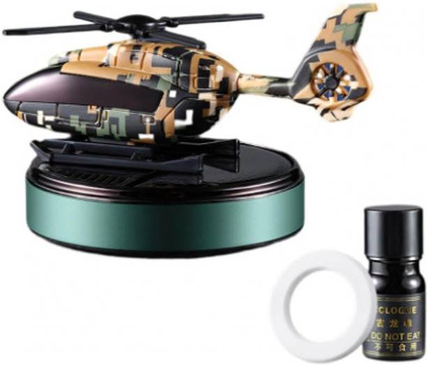 LAVITRA Aroma Car Freshener Diffuser Solar Powered Fan Rotating Military Helicopter Car Ocean Oil Air Freshener For Dashboard