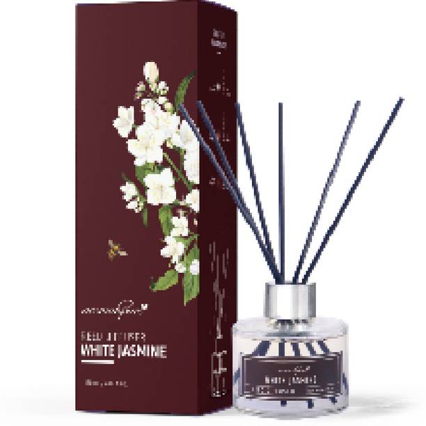 Aromahpure Jasmine Diffuser Set with 6 Fiber Reed Sticks | Jasmine Room Air Freshener For Home | Long Lasting