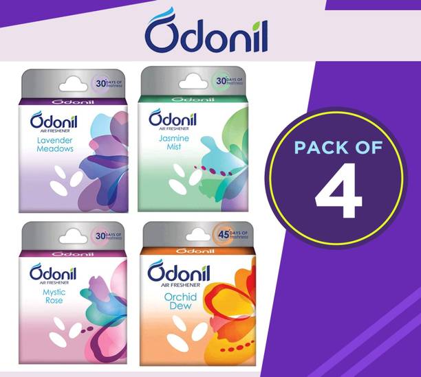 Odonil ORCHID, LEVENDER, JESMINE MIST Blocks Air Freshener ORCHID DEW +JESMINE MIST+ LEVENDER+ MYSTIC (50G*4)