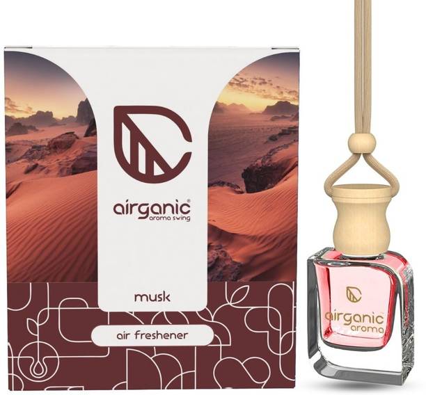 Airganic Swing Prime Car Perfume Hanging Pod | Musk Fragrance Diffuser Swing Prime Car Perfume Hanging Pod |10 ML | Musk Fragrance Car Air Freshener |Natural Essential Fragrance Oils in Glass Bottle with Wooden Diffuser Lid |Last Upto 60 Days