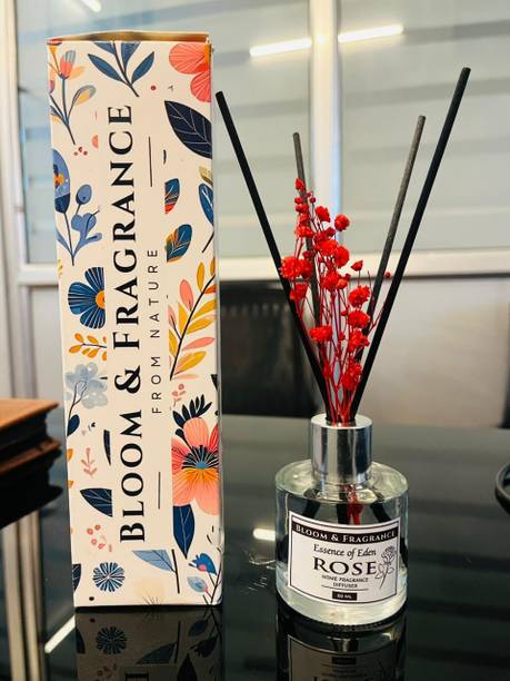 Bloom &Fragrance Rose Diffuser Set Stress Relief & Aromatherapy | Long-Lasting, Smoke-Free Air Freshener for Home, Bedroom and Office | Ideal for Gifting