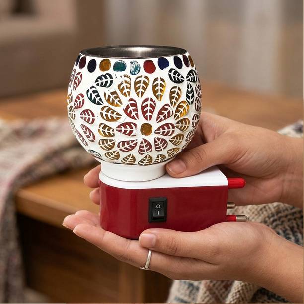 Aatiutik Floral Diffuser Electric Aroma Oil Burner with Ceramic Bowl | Room Freshener, Camphor & Essential Oil Burner Air Fragrance
