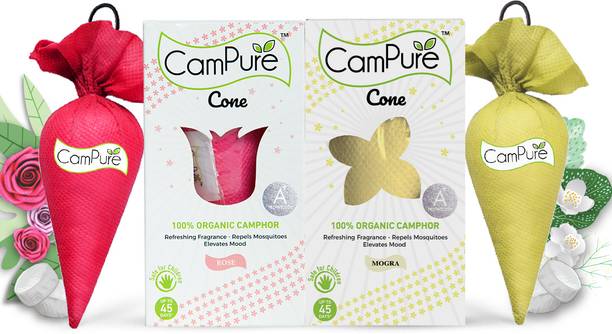 CamPure Cone Air Freshener - Mogra & Rose - Pack of 2 Potpourri Cone Air Freshener - Mogra & Rose - Pack of 2
