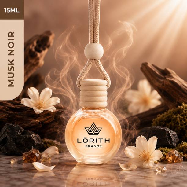 Lorith France Musk Noir Car Freshener Diffuser Car Perfume Combo Best Pack of 1 Premium Hanging Car Air Freshener (Musk Noir) (15ML) Long Lasting Natural Essential Oil Glass Bottle Car Accessories