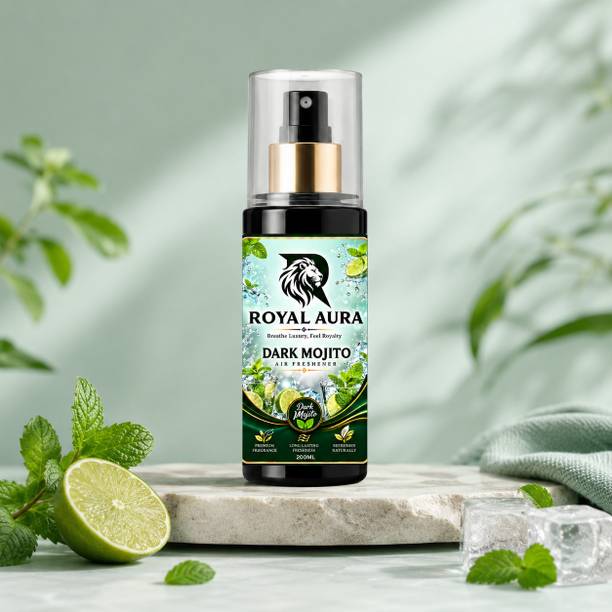 Royal Aura Dark Mojito (Mint & Lime) Spray Dark Mojito Air Freshener Spray 200ml | Long Lasting Room Freshener | Car, Home, Office & Bathroom Fragrance Spray | Premium Fresh Mint & Lime Aroma