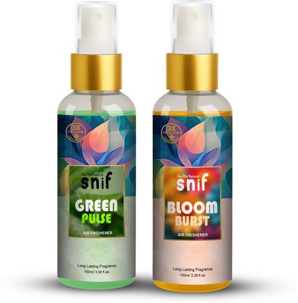 The Old Natural Green Pulse & Bloom Burst Car Freshener Spray Snif Room Freshener Spray Pack of 2 | Green Pulse & Bloom Burst | Long Lasting Fragrance | 100ml Each