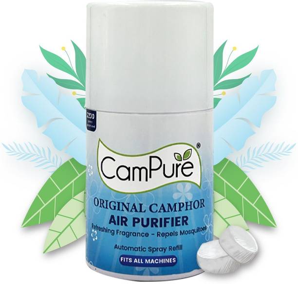 CamPure Original Camphor Refill Automatic Freshener Refill (225 ml) | Original Camphor Air Purifier | 100% Organic | Refreshing Fragrance For Home, Bathroom And Office | 2200 Sprays Guaranteed | Lasts upto 60 Days