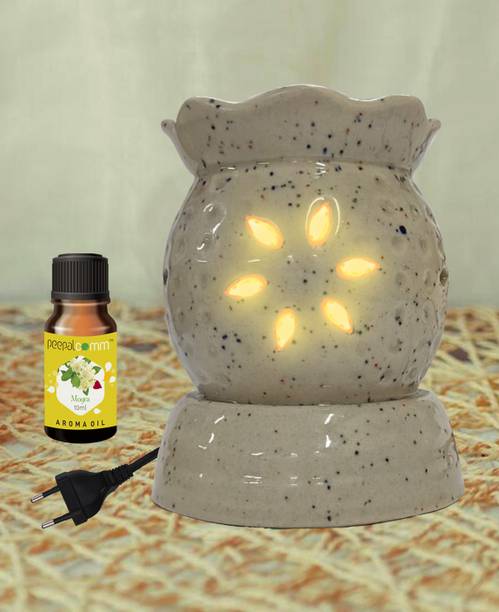 PeepalComm S3 Premium Electric Aroma Oil Diffuser Lamp With 1 10ml Mogra Aroma Oil, Diffuser Set, Refill Perfect For Air Freshener, Room freshener, Home Décor & Gifting Purpose (Size: 10 x 8 cm) Fresh Mogra Fragrance