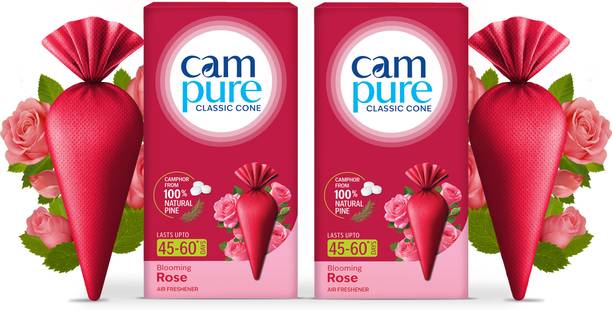 CamPure Cone Rose - Pack of 2 Potpourri Camphor Cone Rose - Room Freshener, Mosquito - Insect Repellent - Pack Of 2