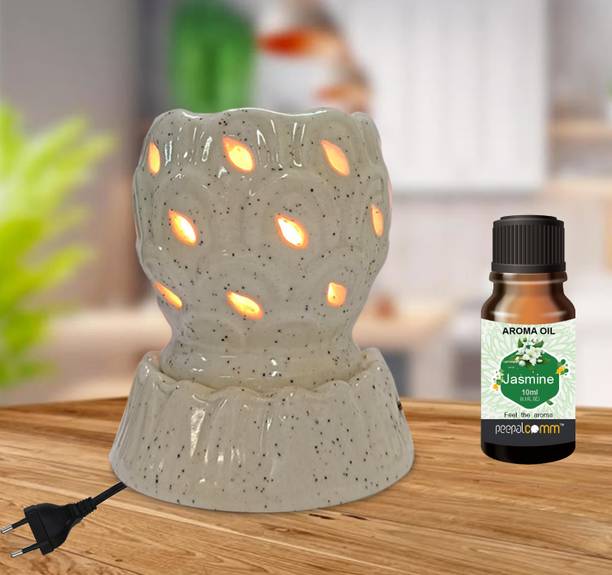 PeepalComm Premium Home Scented Gift-Ceramic Electric Diffuser With 1 10ml Jasmine Aroma Oil, Diffuser Set, Refill Premium Home Scented Gift - Electric Ceramic Diffuser With 1 High Scented Aroma Oil ( 10ml ) Jasmine - Perfect For Home Scented And Home Décor