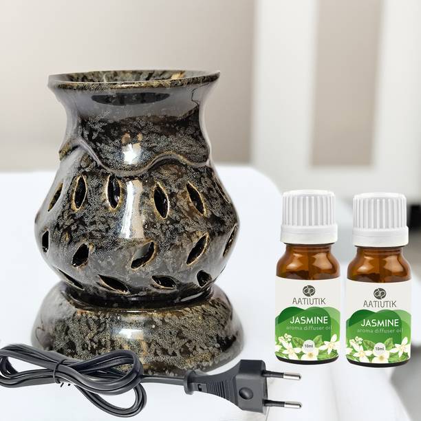 Aatiutik Jasmine Home Fragrance Oil Burner, Electric Air Freshener Aroma Diffuser Set, Aroma Oil Aroma Ceramic Electric Diffuser