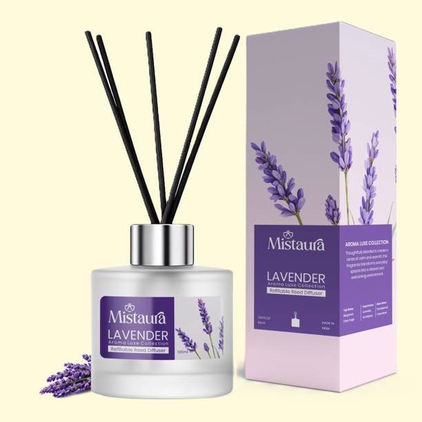 MistAura Lavender Reed Diffuser, Diffuser Set 50 ml with 5 Reed Sticks Smoke-Free Home,Living Room,Office Fragrance