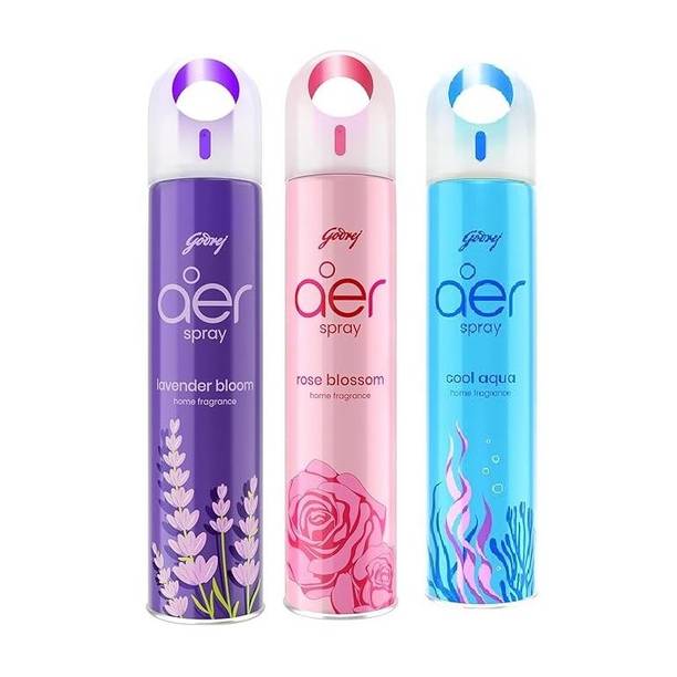 Godrej Aer LAVENDER BLOOM, ROSE BLOSSOM, COOL AQUA Spray AER SPRAY