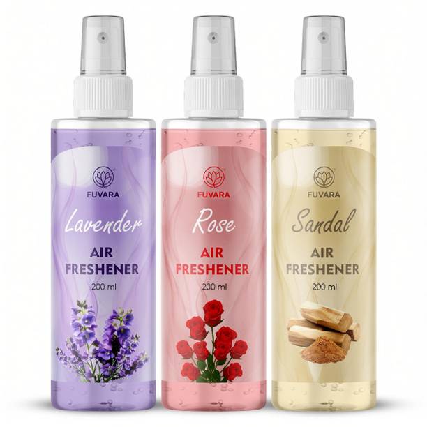 FUVARA ROSE, LAVENDER, SENDAL Car Freshener Spray LAVENDER ROSE SENDAL AIR FRESHENER SPRAY 200ML PACK 3
