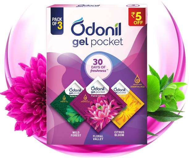 Odonil Bathroom Air Freshener Gel Pocket -30g (10gx3) |Instant & Long Lasting Fragrance Blocks Bathroom Air Freshener Gel Pocket -30g (10gx3) |Instant & Long Lasting Fragrance