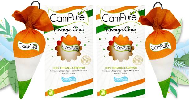 CamPure Tiranga Cone (Original Camphor) Pack Of 2 - 100% Organic | Air Freshener | Potpourri Tiranga Cone (Original Camphor) Pack Of 2 - 100% Organic | Air Freshener |