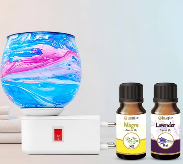 Boxglee Multifragrance Aroma Oil Decorative Blue Marble Kapoor Dani with Mogra Lavender Oil 10ml for Home Office Spa