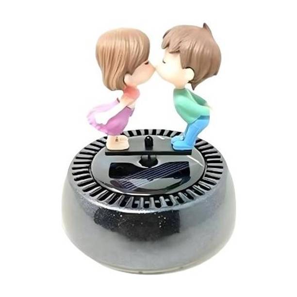 LAVITRA Aroma Car Freshener Diffuser Solar Couple Kissing Statue for Car Fragrance Dashboard
