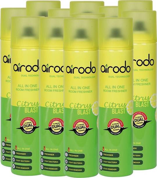 AIRODO Citrus Spray Room Freshener | All In One| CITRUS BLAST (250ML) pack of 12