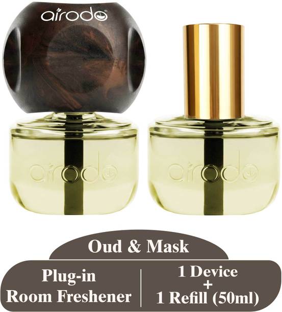 AIRODO Plug In Automatic Perfume Air Freshener, 1 Device + 1 Refill, Oud & Musk Refill Plug In Automatic Perfume Air Freshener, 1 Device + 1 Refill, Oud & Musk