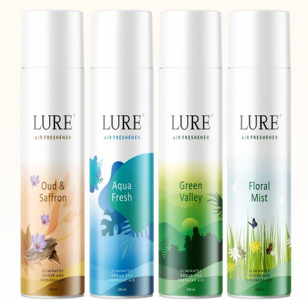 lure Luxury Floral Mist,Aqua Fresh,Green Valley & Oud & Saffron,Room Freshner Combo Spray Luxury Floral Mist,Aqua Fresh,Green Valley & Oud & Saffron,Room Freshner Combo